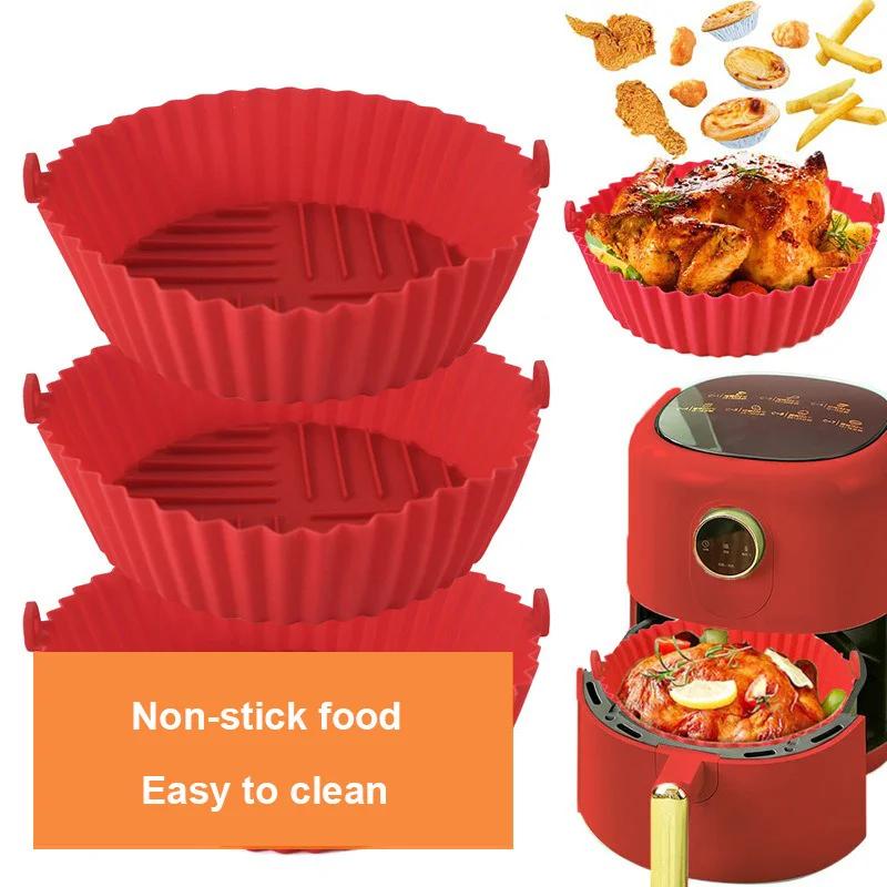 Silicone Basket Pot Tray Air Fryer Baking Tray Circular Air Fryer Liners Food Grade Non Stick Air Fryer Basket Reusable Oven Mat