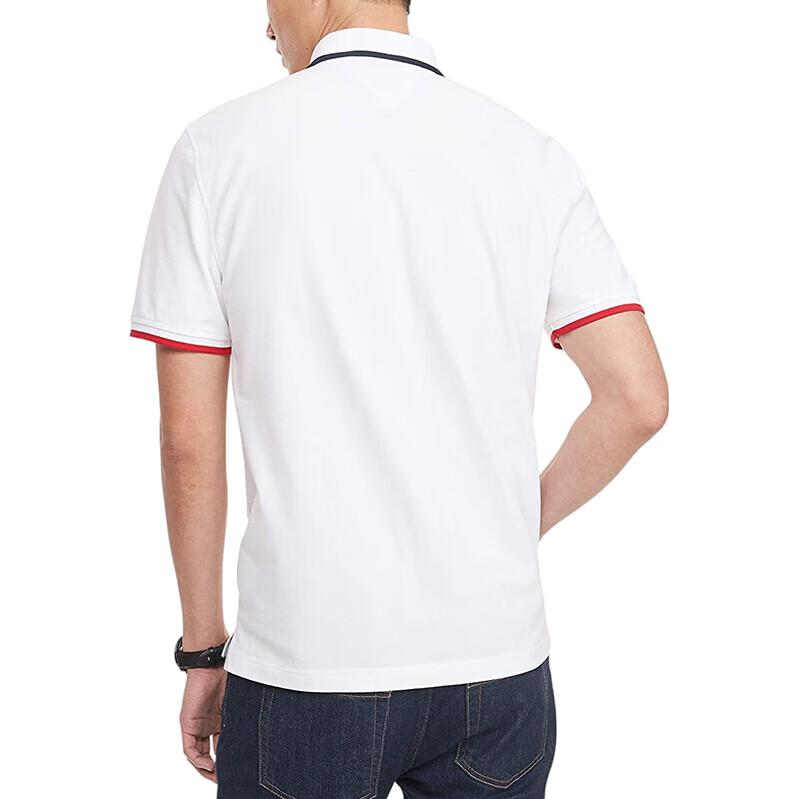 Tommy Hilfiger Jednolity Kolor Haftowane Logo Codzienna Koszulka Polo z Krótkim Rękawem Męskie topy Biały 78E7858-112