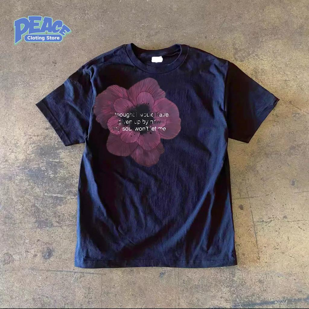 T-Shirt mit Blumendruck für Männer und Frauen 100% Baumwollshirt Sommer-Mode Lässig Bequem Kurzarm-Oberteil Pendeln Rundhals-T-Shirt