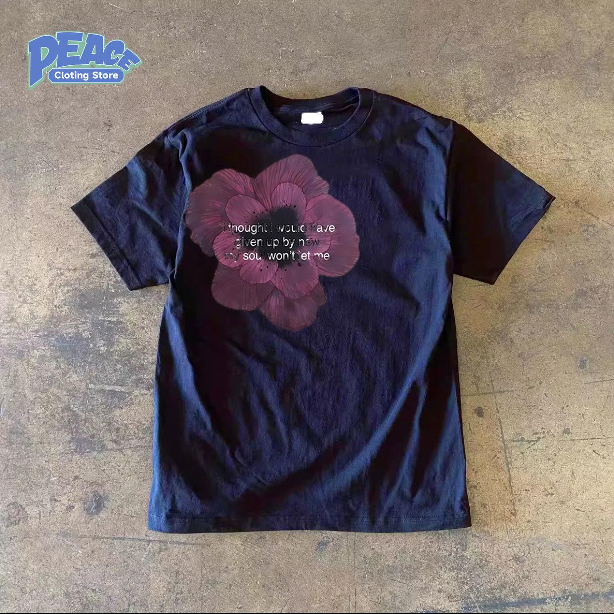 

Flower Printed T-shirt for Men and Women 100% Cotton Shirt Summer Fashion Casual Comfy Short Sleeve Top Commute Crewneck T-shirt S