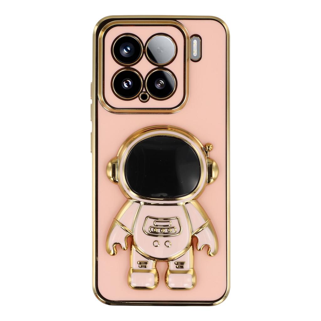 For Xiaomi 15 Case Electroplating Soft TPU Phone Cover with Astronaut Hidden Kickstand