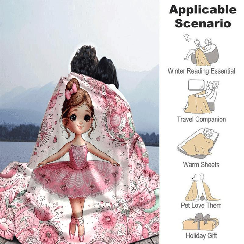 1pc Ballet Printing Lightweight Flannel Blanket, Comfortable and Warm Blanket, for Camping Sofa Bed and Couch Office, Gift