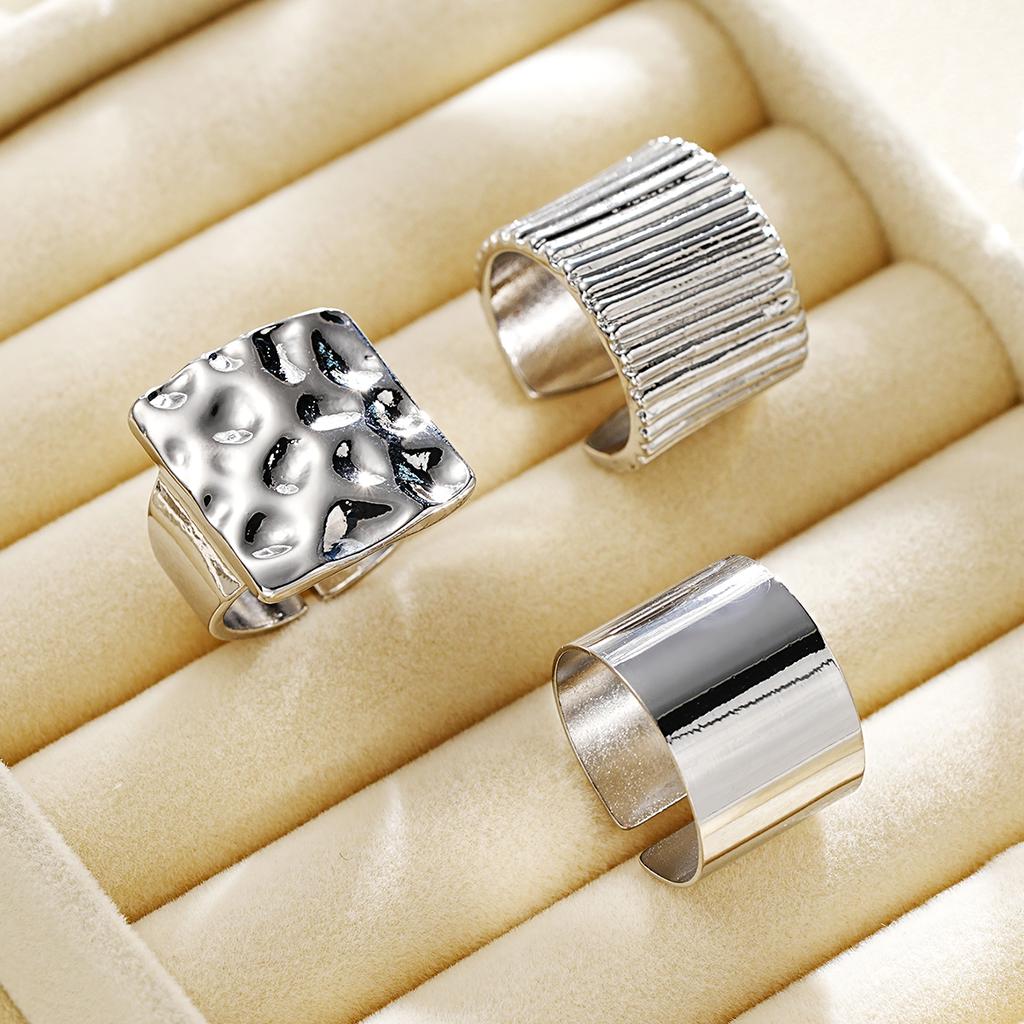3Pcs/Set Punk Vintage Chunky Wide Rings For Women Simple Geometry Gold Silver Color Smooth Rings Set Female Finger Jewelry Gifts