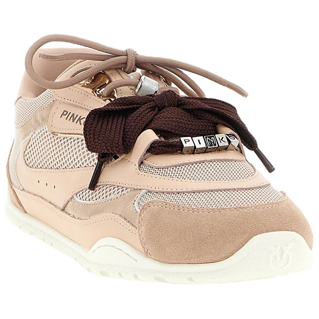 PINKO Yulia 01 Leather Round Toe Lace-Up Low-Top Casual Shoes Women sneaker Pink SS0185P020P26