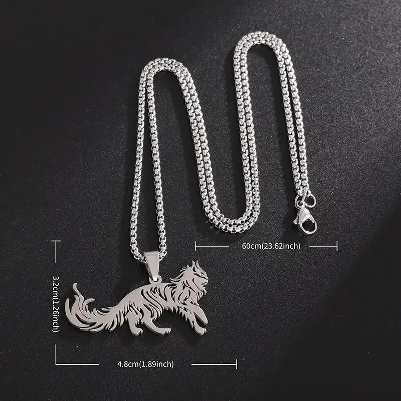 Nerezový přívěsek na náhrdelník Maine Coon pro milovníky mazlíčků - Unisex módní šperk, Perfektní dárek k narozeninám