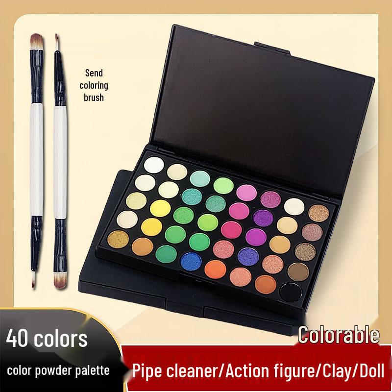 

40-Color Palette: Pipe Cleaner, Polymer Clay, Figurine Makeup, Blush & Eyeshadow Set Makeup Brush (1 Piece)