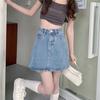 Women's White A-Line High Waist Denim Skirt - Summer 2025 Collection