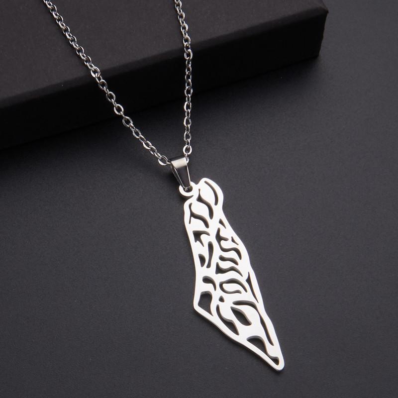 Collar con colgante de mapa de acero inoxidable, titanio y epoxi