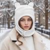 Thick Warm Balaclava Face Mask Windproof Hooded Scarf Stylish Bear Ears Balaclava  Cold Weather