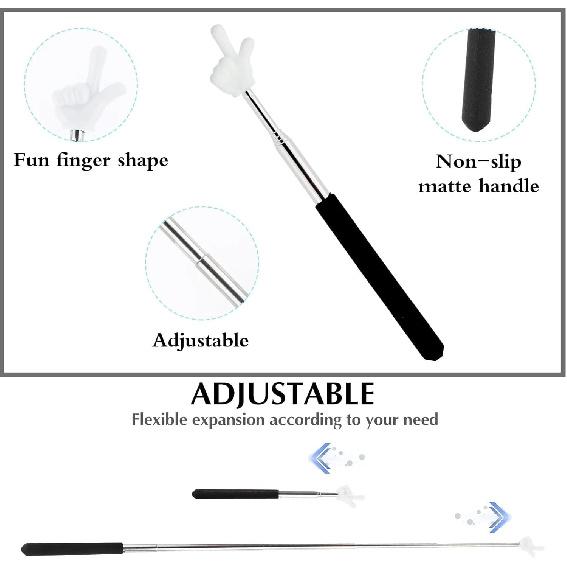 1Pc Black Telescopic Teacher Pointer, Extendable Mini Finger Pointer Stick for Elementary School Kindergarten Teacher