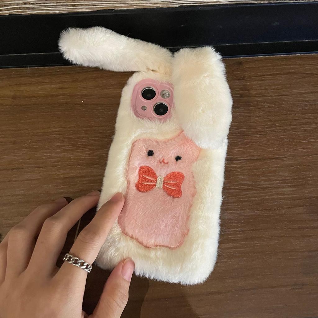 Bow Rabbit for Apple 14promax Mobile Phone Case iPhone13 Fluffy 12 Cute 11/8plus