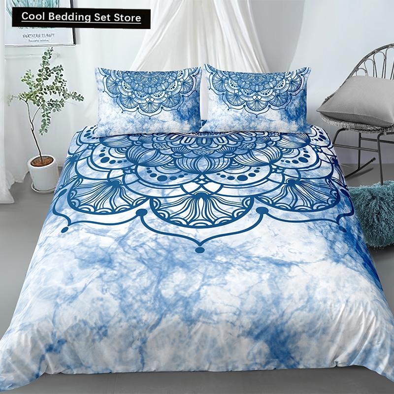 Mandala King Queen Duvet Cover Bohemian Bedding Set For Teens Adults Girls Exotic Ethnic Floral 2/3Pcs Polyester Comforter Cover