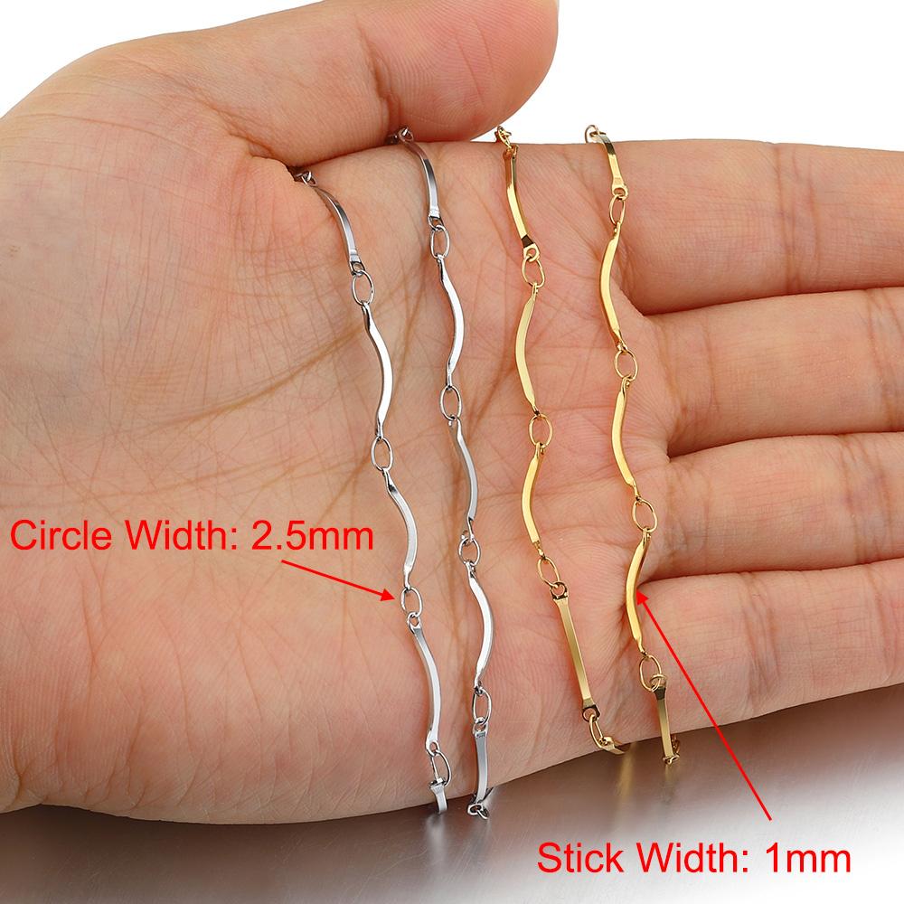1Meter 1mm-7.5mm No Fade Gold Chain Stainless Steel Curb Chains for Jewelry Making DIY Bracelet Necklace Thick Chain Components