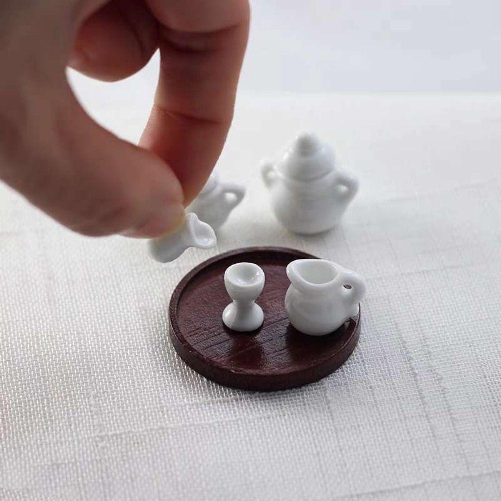 15Pcs Doll House Tableware Kitchen Dollhouse Teapot 1:12 Miniature Porcelain Tea Cup Set Dollhouse