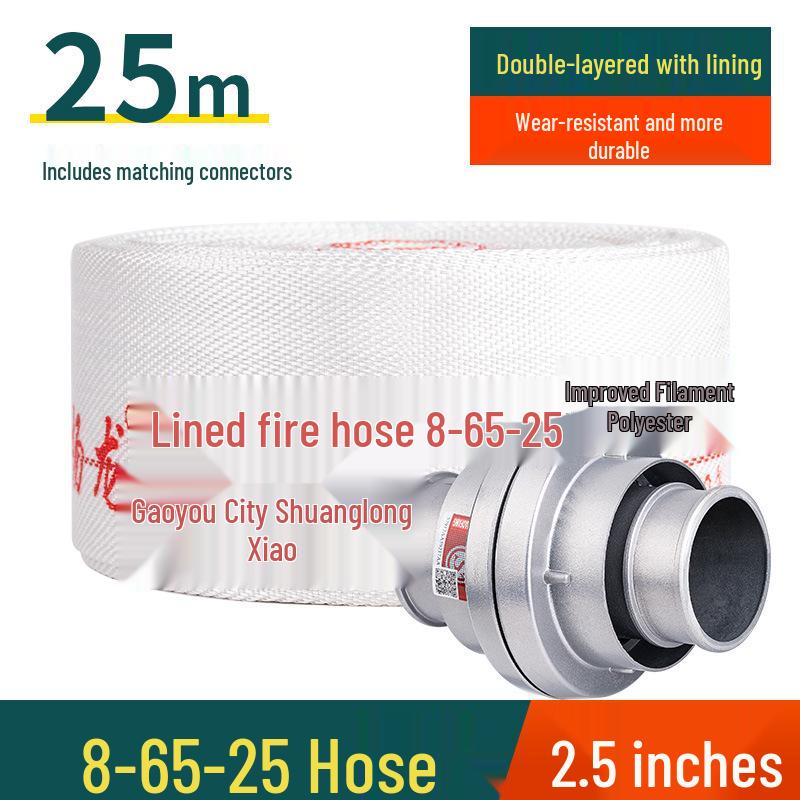 2,5-Zoll Typ 8 Hochdruck-Feuerwehrschlauch, 65 Nationalstandard, Erhältlich in 20/25 Metern, mit Polyurethan-Wasserschlauch, Tasche und Pistolenkupplung