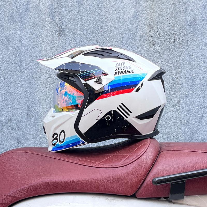 Street Fighter Motorcycle Helmet Men's and Women's Full Helmet Four Seasons Locomotive Retro Detachable Combination Helmet