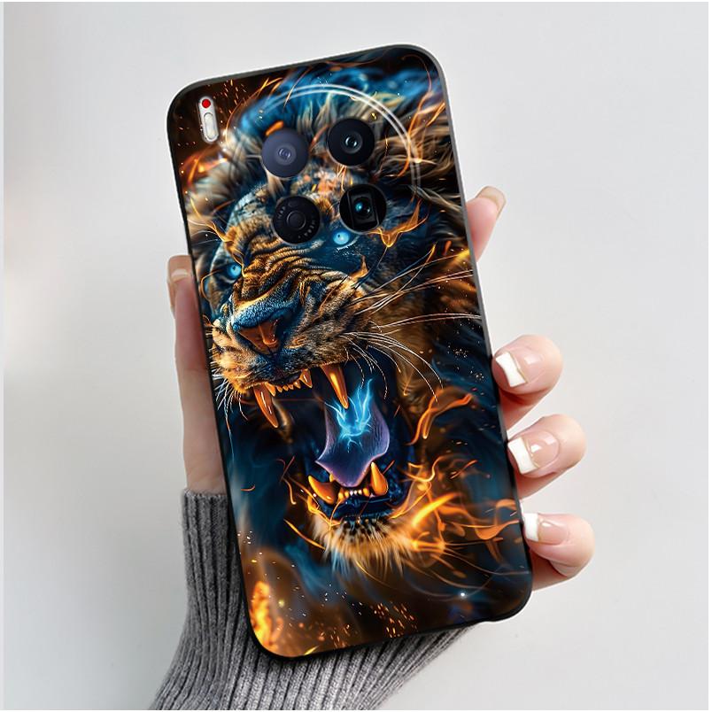 Phone Case For Tecno Camon 40 Premier 5G Bumper Soft Silicone Unique Design Black Case Ins Style Floral Painted Shockproof Cover
