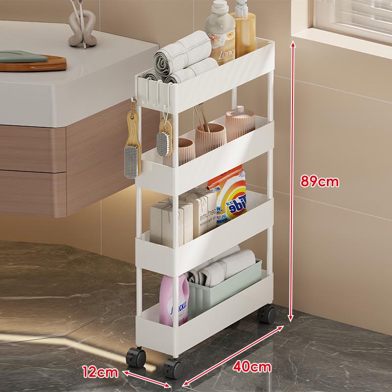 Compact Bathroom Trolley: Slim Floor-Standing Storage Rack for Narrow Spaces and Toilet Side