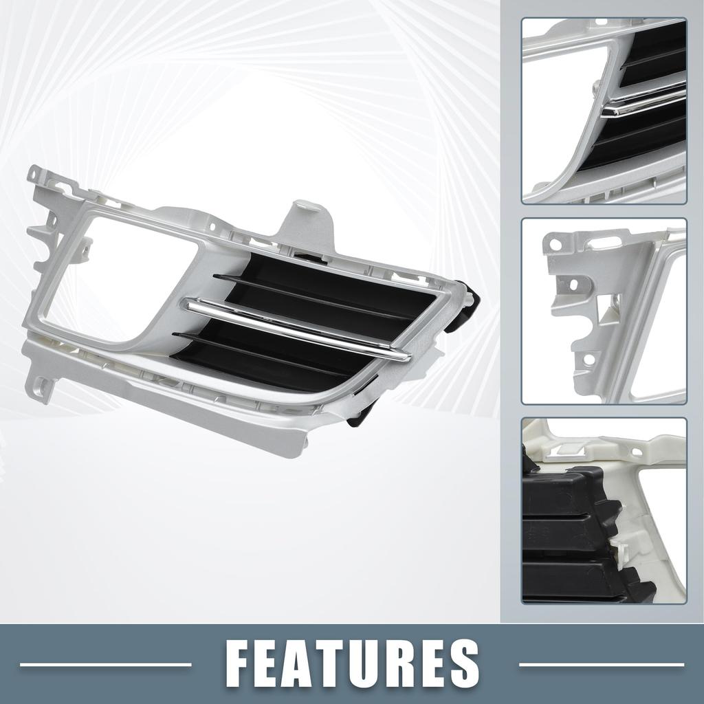 ABSOPRO Front Left and Right Side Fog Light Grille Cover Part Number Compatible with Mazda Silver 1 Pair Trim, GS3M50C10J, 6, 2009-2010, Tone,