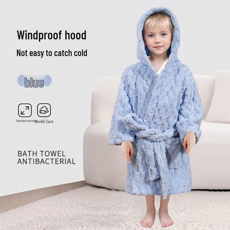 LISM Kids Quick-Dry Coral Fleece Bathrobe