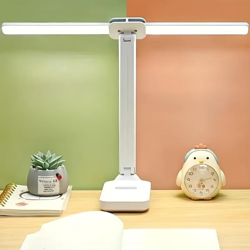 Foldable dual head LED eye protection study desk lamp