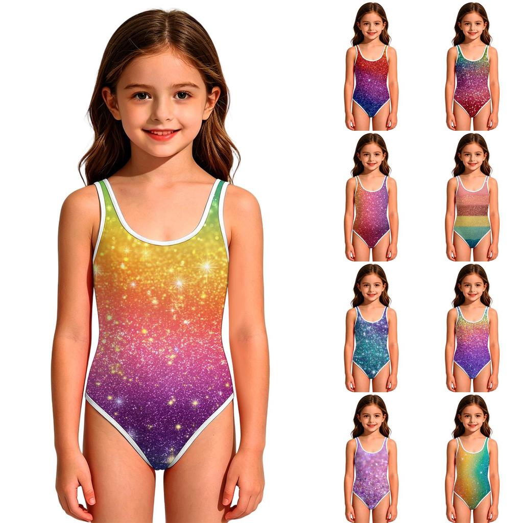 Girls' One-Piece Swimsuit - Round Neck Summer Bathing Suit