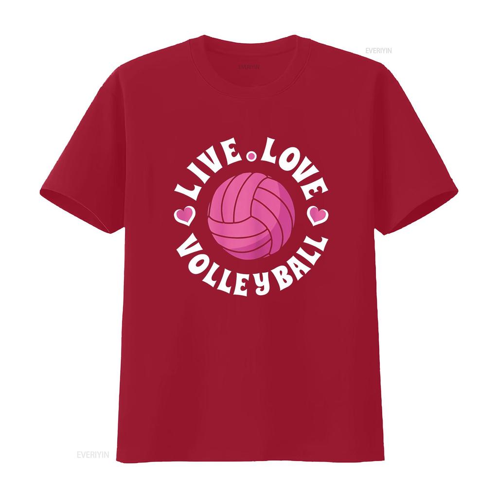 Live Love Volleyball T-Shirt für Damen Mädchen Fan vintage Gewaschen Atmungsaktiv Dehnbar Lässig Mode Leicht Stilvoll