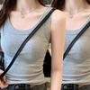 Women's Ice Silk Ribbed Camisole Top with U-neck and Spaghetti Straps for Spring and Summer
