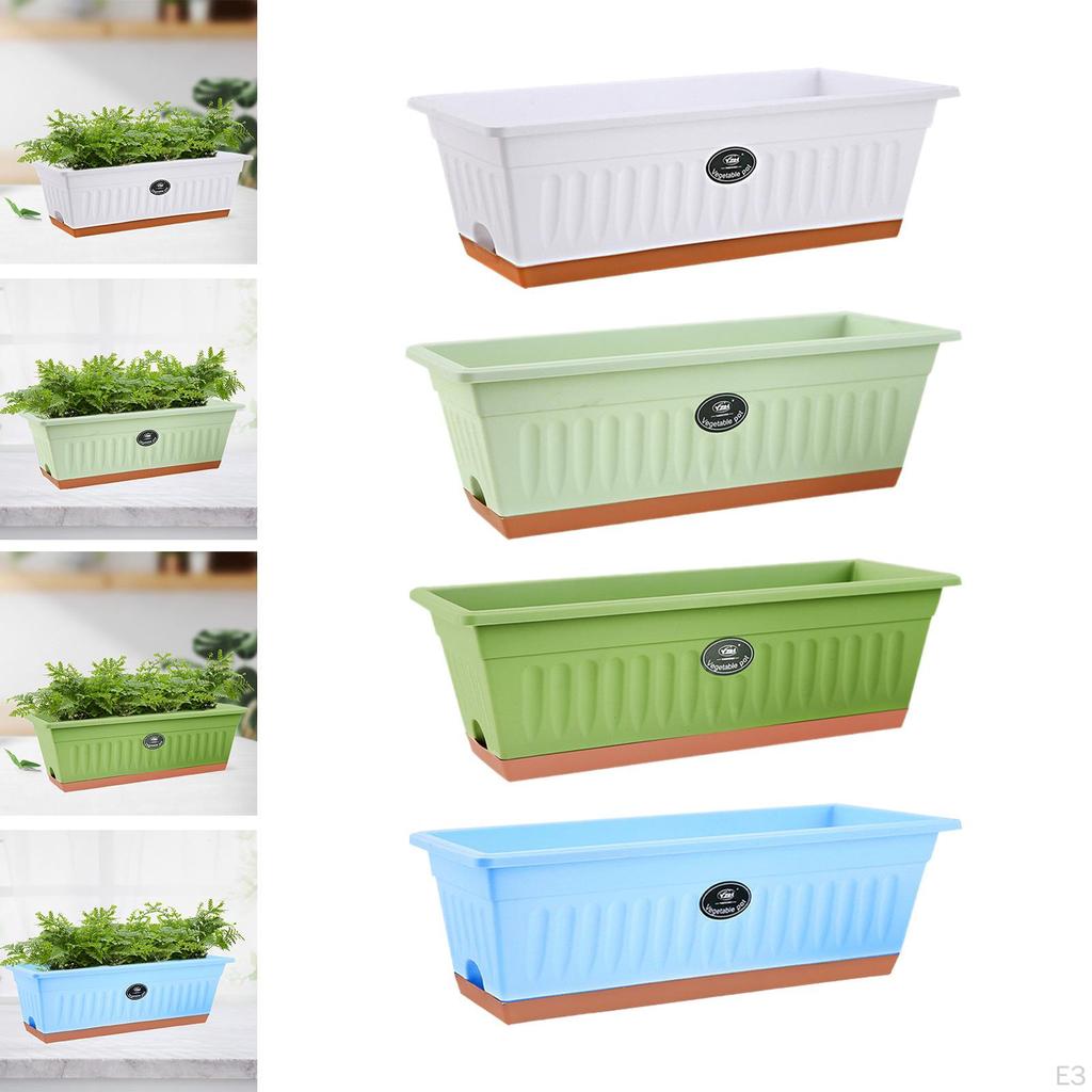 Flower Window Box Vegetable Planter Rectangle 50x19x16cm Windowsill with Drainage Holes for