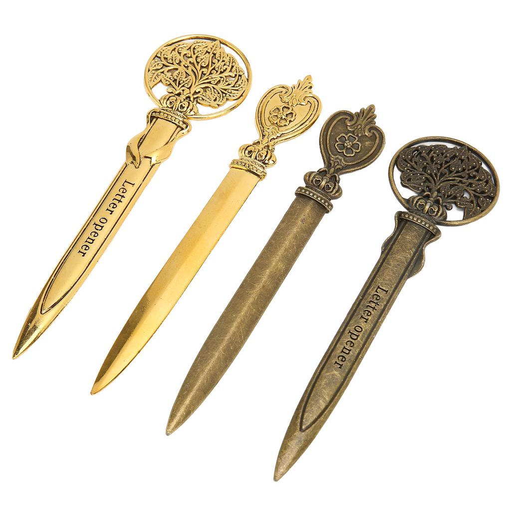 4 Pcs Letter Openers Retro Lightweight Compact Ergonomic Zinc Alloy Mail Opener Knife