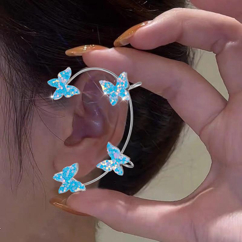 Kpop Shiny Zircon Butterfly Earcuff For Women Without Piercing Earrings 2026 Fashion Ear Clip Earrings Bride Wedding Jewelry