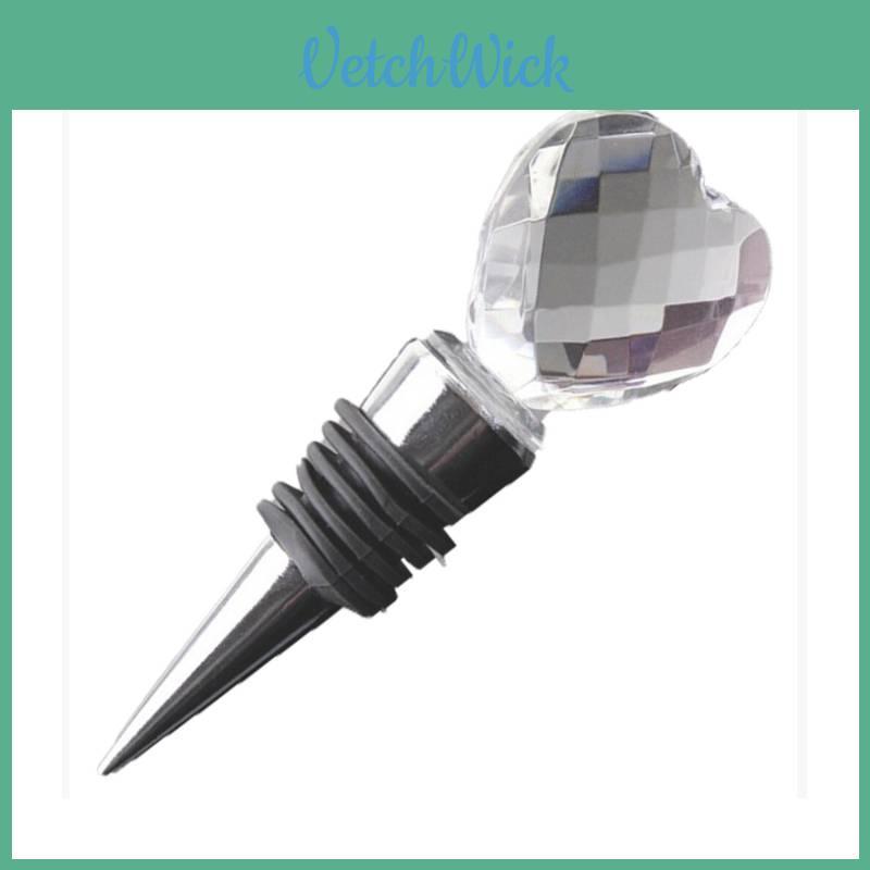 Crystal Heart Wine Stopper With Geometric Design For Wedding Celebration Gift