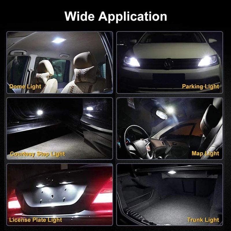 10PCS Car LED Bulb T10 W5W WY5W Signal Light White 12V Auto License Plate Lamps Reading Dome Lights Car Wedge Parking Lights