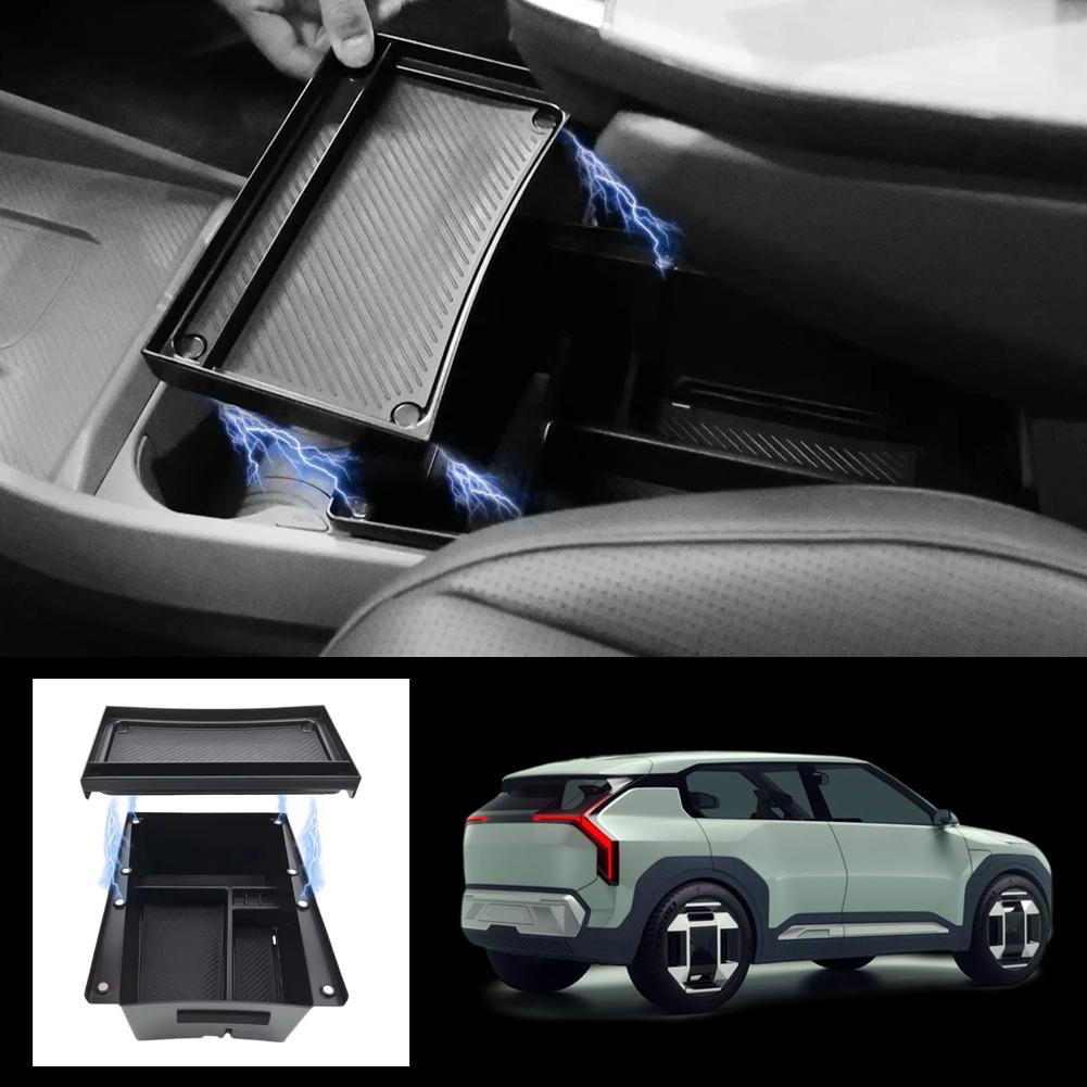 Car Armrest Under Storage Box Organizer Tray For Kia Ev3 Car Interior Sorting And Storage Wear Resisting & Scratch-resistant