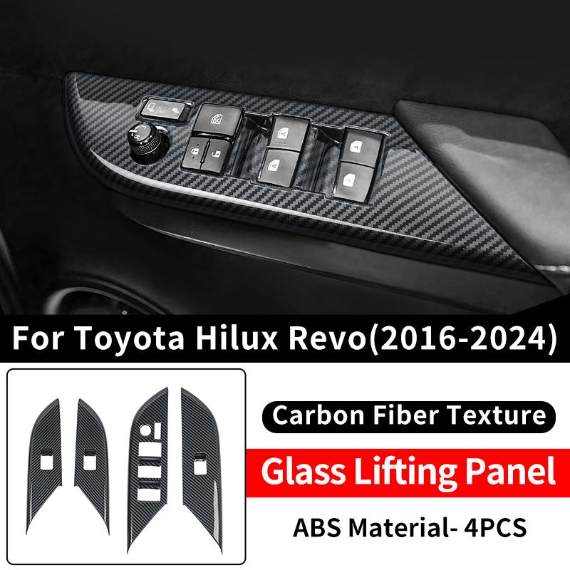 For Toyota Hilux Pickup Truck 2026 2016 Car Window Switch Panel Cover Trim Carbon Fiber Pattern Interior Decoration Accessories