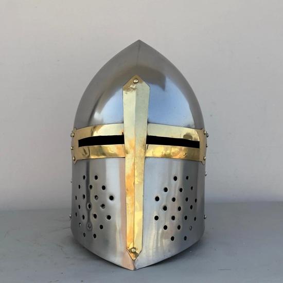 Medieval Knight Sugerloaf Helmet-Great Helmet-Templar Helmet-Larp Costume Cosplay Roleplay