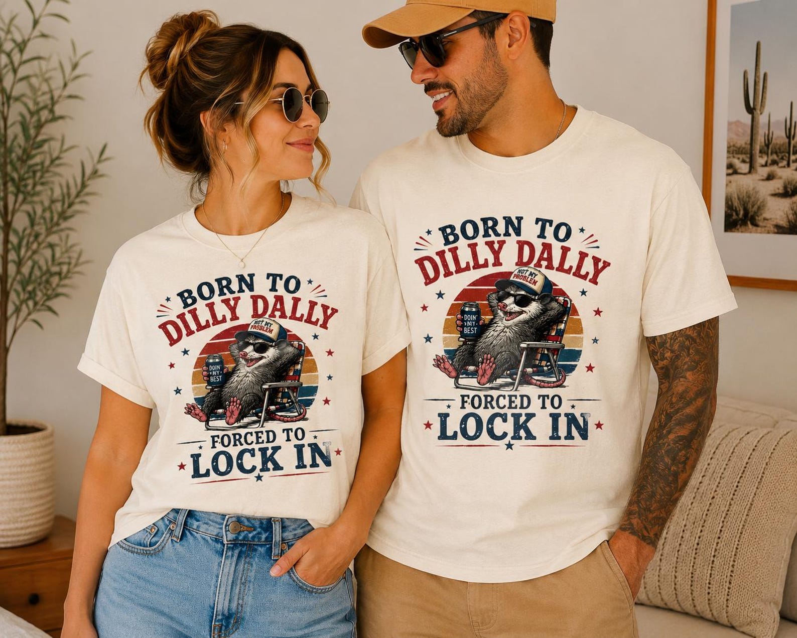 Born To Dilly Dally Forced To Lock In Funny Opossum Shirt, Viral Meme Graphic Tee, Retro Sarcastic T-Shirt, Funny Internet Humor Tee 3XL