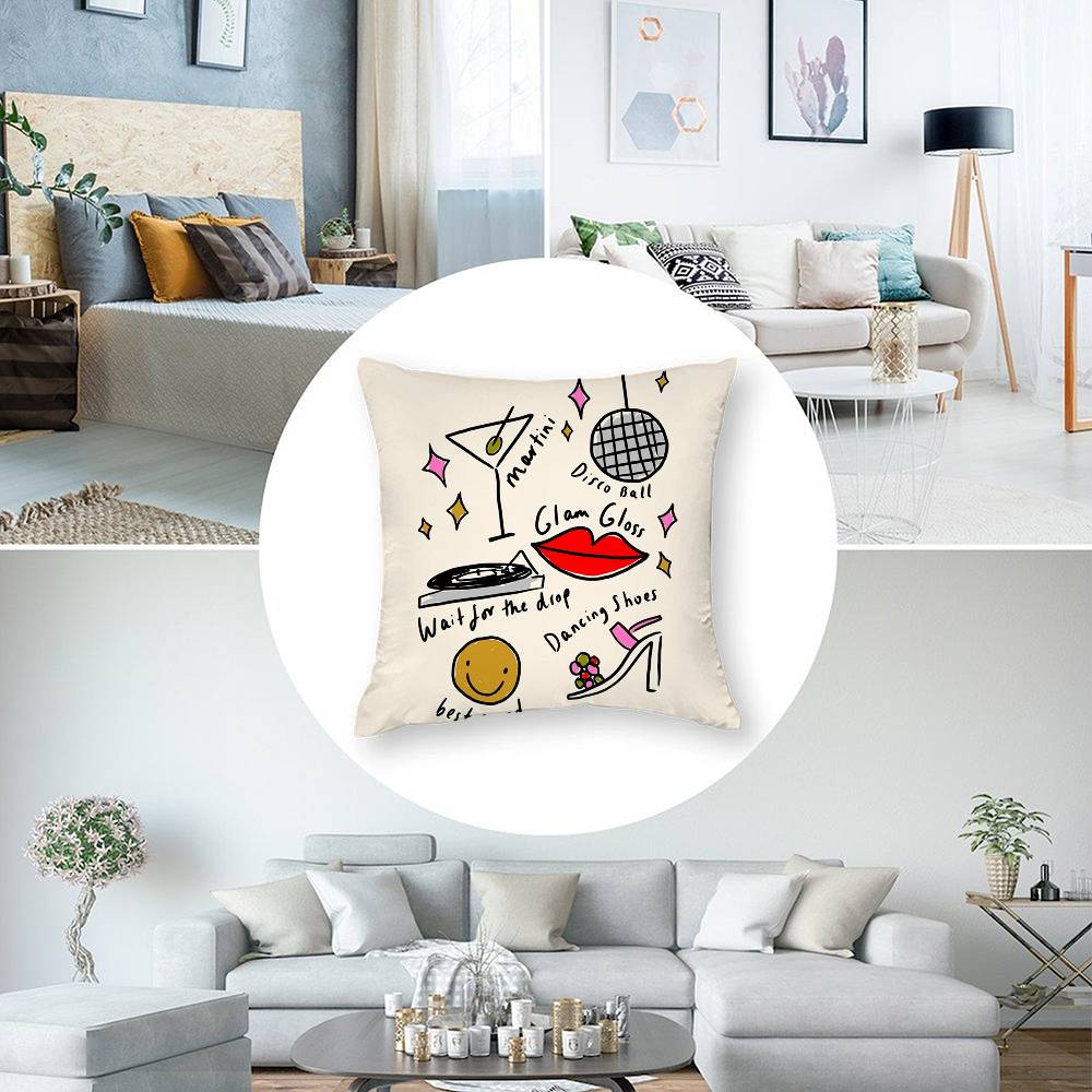 Art Disco Pillow Case Short Plush Double-sided Print Square Throw Pillow Covers Sofa Home Cushion Decor