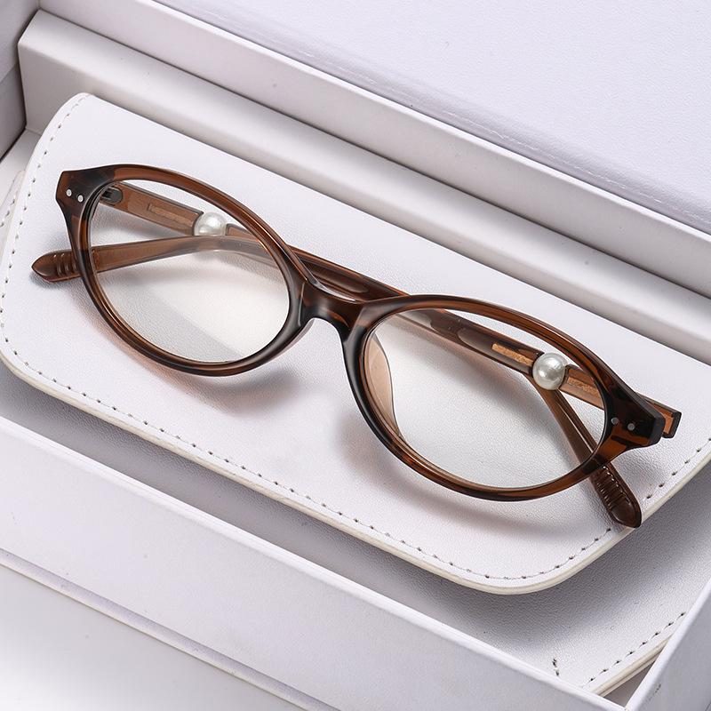 Small-Frame Oval Presbyopia Glasses for Women Simple Versatile High-Definition Blue Light Blocking Far Sight Glasses 0 To +4.0