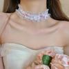 Cute Bowknot Lace Necklace Love Heart Pendant Cloth Lace Chain Choker Female Fashion Lolita Cosplay Jewelry Accessories