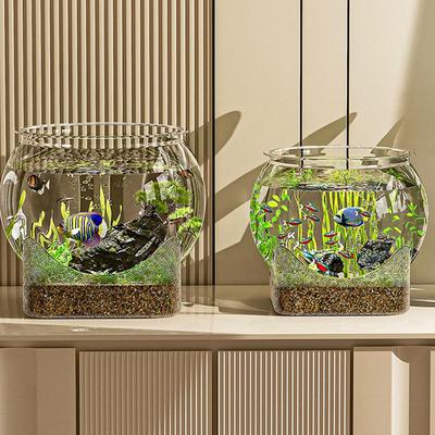Clear Round Fish Bowl Aquarium Betta Fish Turtle Tank Vase Pot Biotope Aquariums Tabletop Ecologicals Fish Tank Fall-resistant