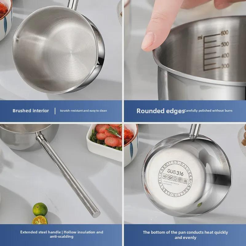 316 Stainless Steel Mini Deep Fryer & Milk Pot: Thickened Cooking Pan for Baby Food & Household Use