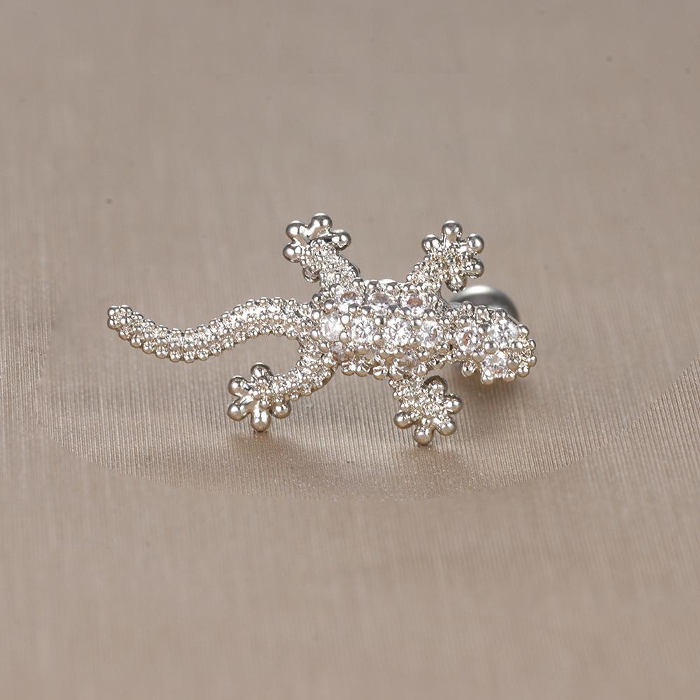 Gold Stainless Steel Earrings with Zircon Studs - Creative and Elegant Design