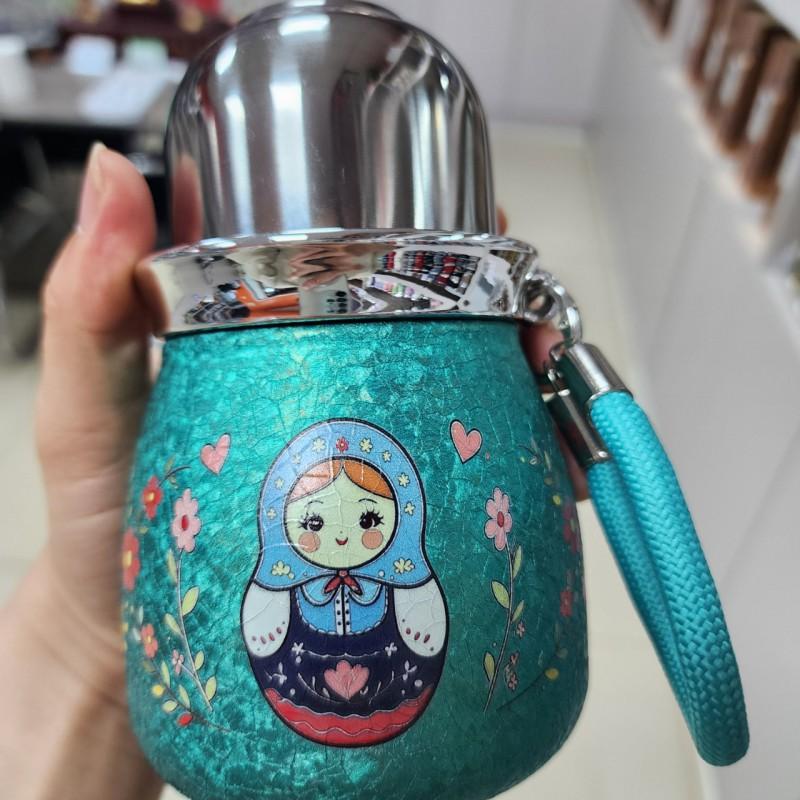 Stainless Steel Vacuum Insulated Travel Mug With Dual Lid Design Portable Water Bottle Women Outdoor Use