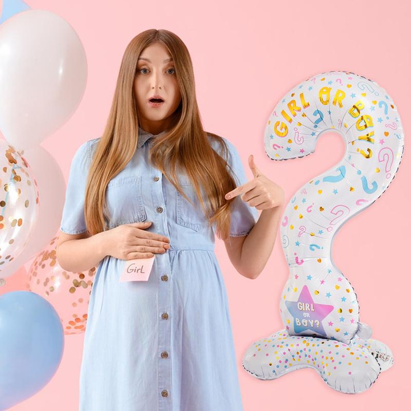 Gender Reveal Balloons with Fringe Curtain Boy or Girl Standing Foil Balloon Gender Reveal Party Decoration Supplies Baby Shower