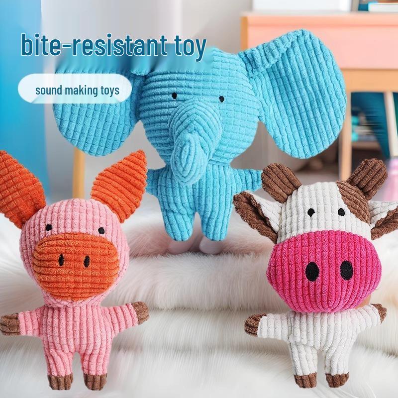 Bite-Resistant Teething Plush Dog Toy with Sound, Self-Play & Boredom Relief