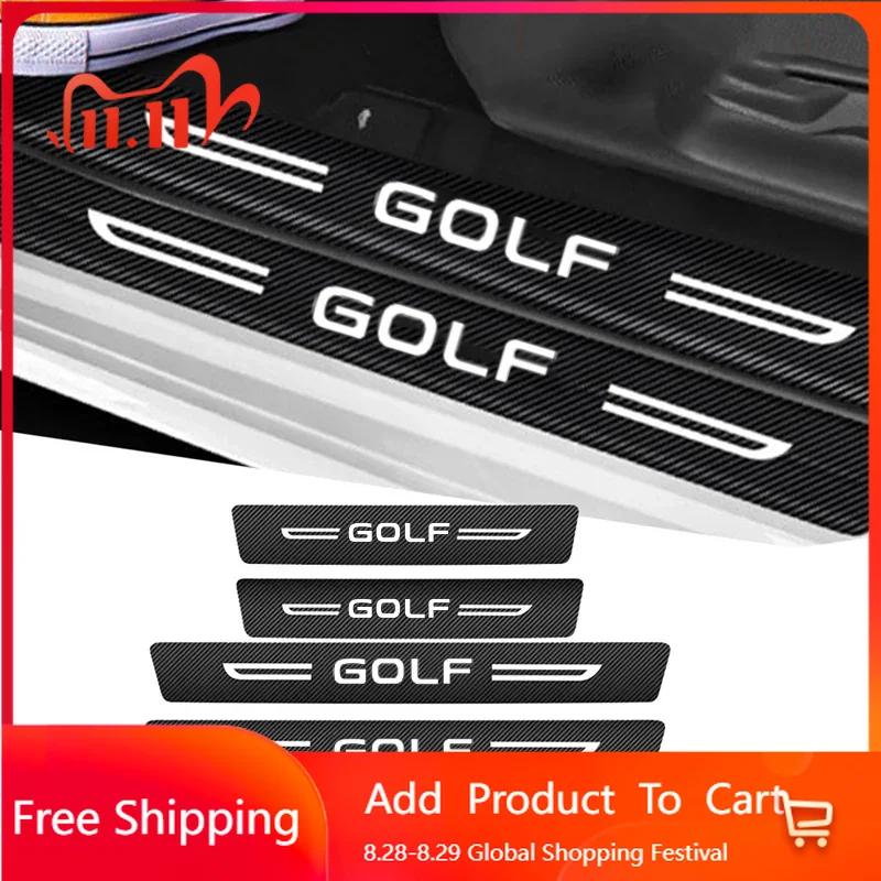 2026 Hot Sticker Car Door Sill Protector Plate Rear Trunk Threshold Sticker for Volkswagen VW GOLF Logo 8 7 6 5 3 MK5 MK7 MK3 Do