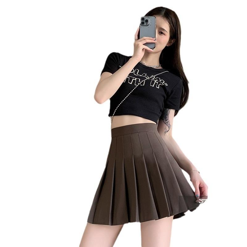 Women's Spring Summer Pleated Skirt Student Style High-Waisted Slimming JK A-Line Long Short Casual All-match Versatile Skirt