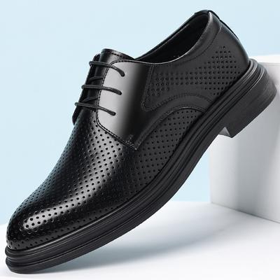 Lederschuhe Herren 2025 hohle Sommer atmungsaktive Business-Kleiderschuhe in Großbritannien erhöhen 8CM Bräutigam Hochzeitsschuhe Tide