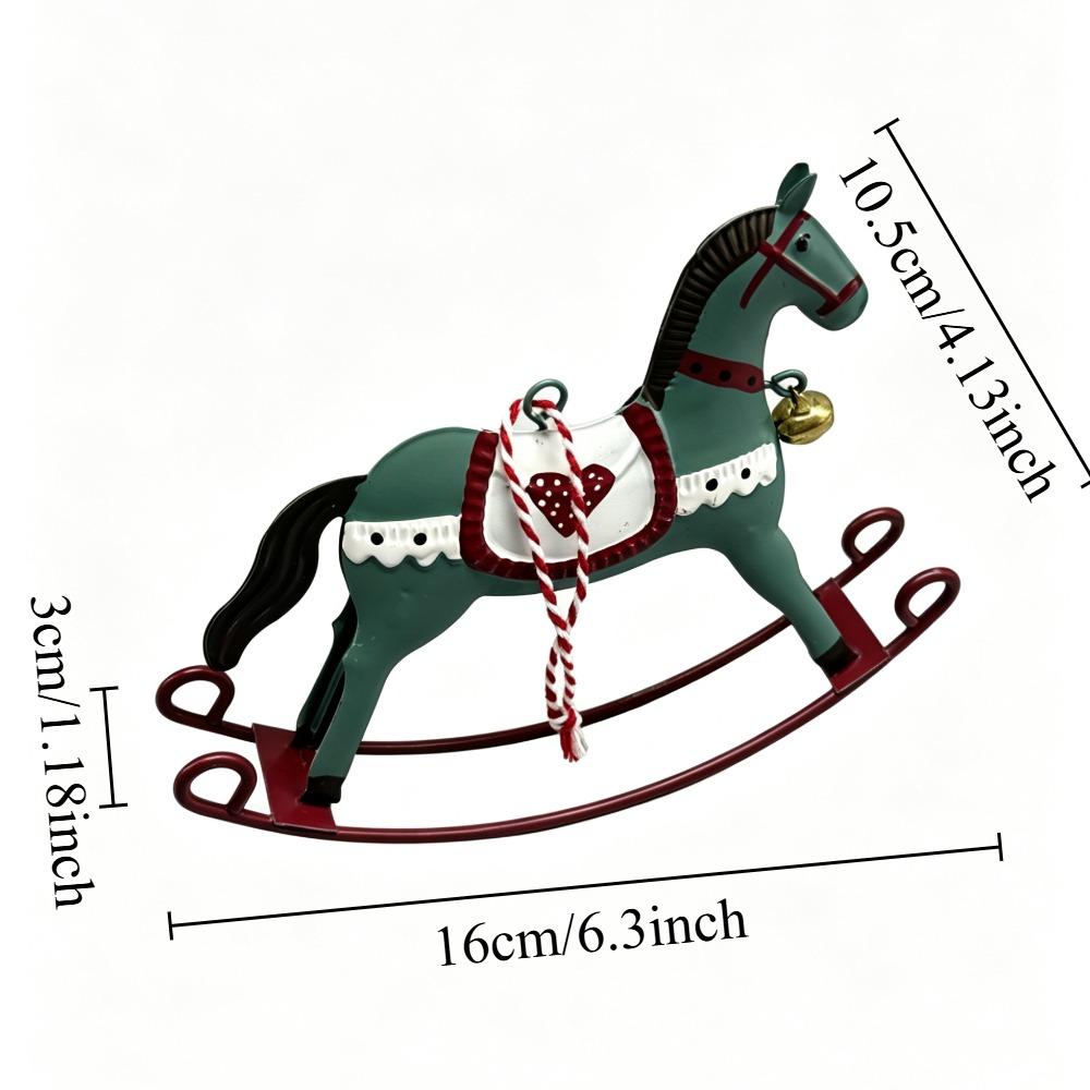Vintage Iron Christmas Rocking Horse Ornament Creative Desktop Decorative Hanging Pendant Festive Holiday Home Crafts